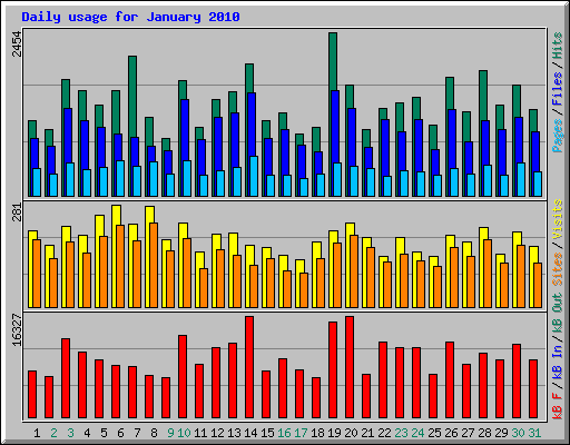Daily usage for January 2010
