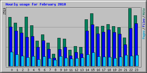 Hourly usage for February 2010
